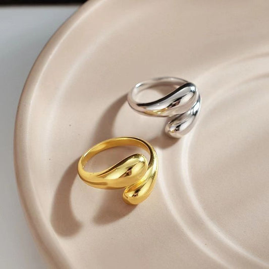 Gold & Silver Water Drop Ring